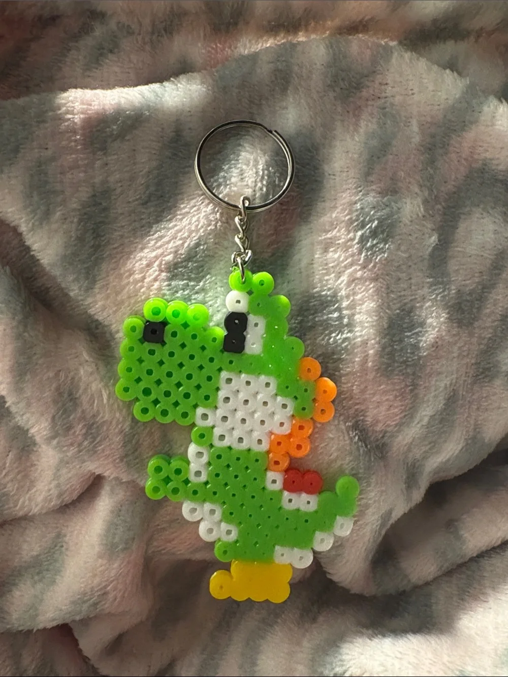 Handmade Perler Bead Yoshi Keychain